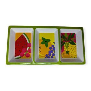 Colorful Summer Melamine Serving Tray w/3 Compartments 12" x 6' x 1" NWT